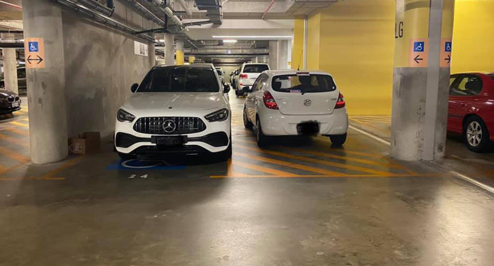 Cars parked in the ACROD zone at the Fiona Stanley Hospital in Perth.