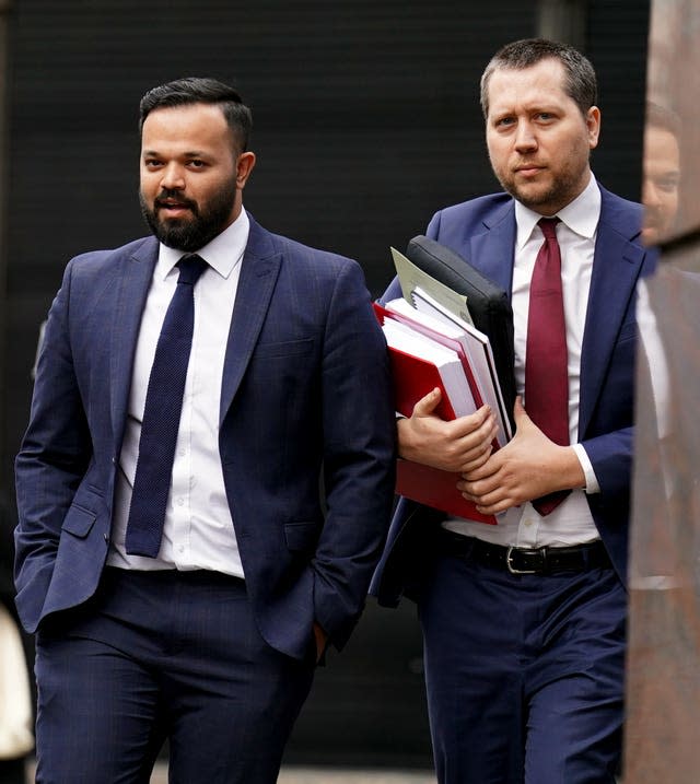 Azeem Rafiq, left, arrives for the second day of the CDC panel hearing