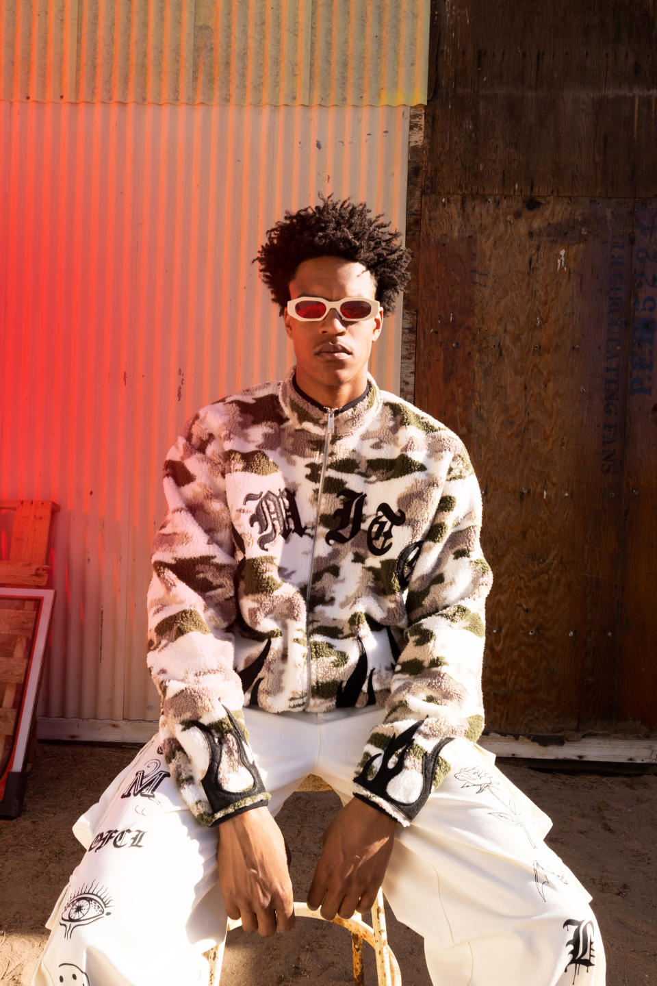 Shareef O’Neal in styles from the BoohooMan x O’Neal Brothers fashion collection.
