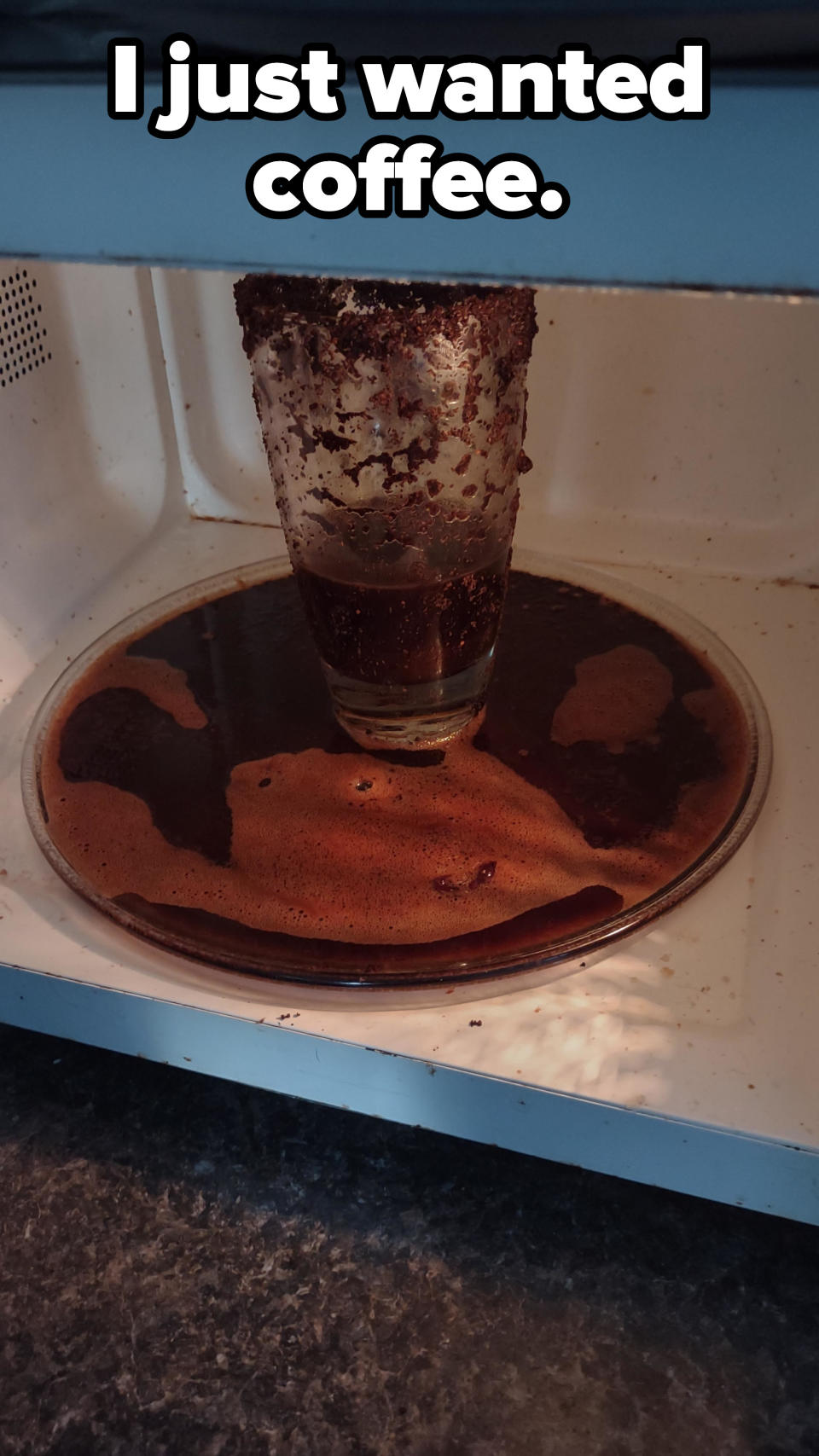 Coffee that exploded in a microwave