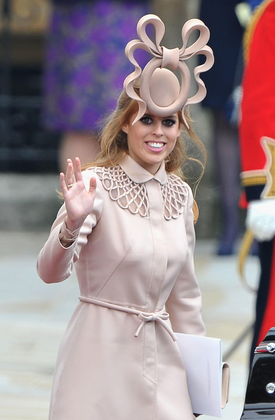 Princess Beatrice leaves Westminster Abbey following the marriage of the Duke and Duchess of Cambridge on April 29, 2011.