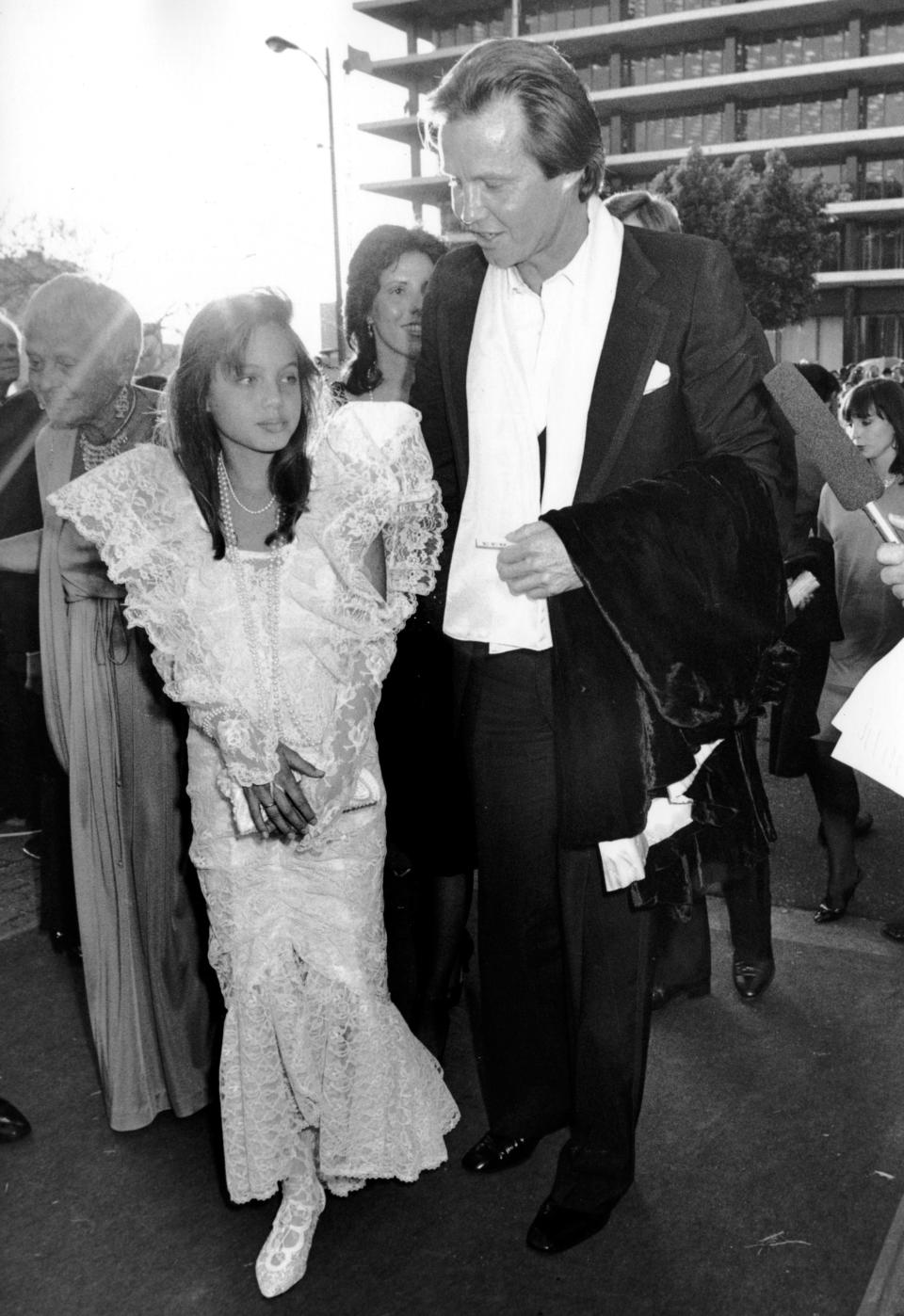 LOS ANGELES, CA - MARCH 24:  Angelina Jolie and Jon Voight attend 58th Annual Academy Awards on March 24, 1986 at the Dorothy Changler Pavilion in Los Angeles, California. (Photo by Ron Galella, Ltd./WireImage) 