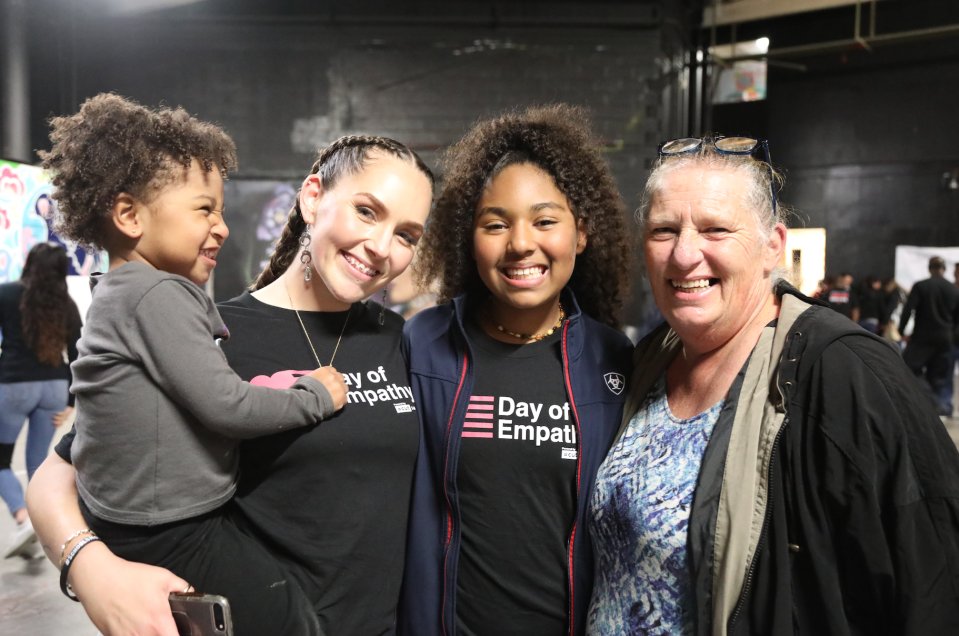 Ashleigh Carter, her daughters Asia and Amara and her mother at the 2019 Los Angeles Day of Empathy powered by #cut50.