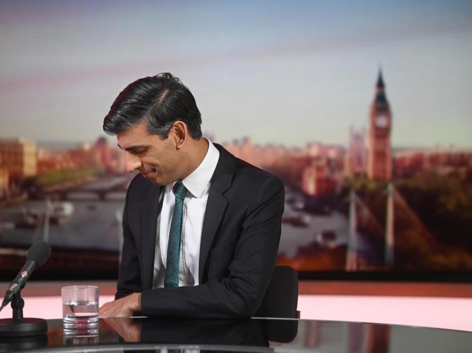 Chancellor of the Exchequer Rishi Sunak appearing on The Andrew Marr Show (Jeff Overs/BBC) (PA Media)