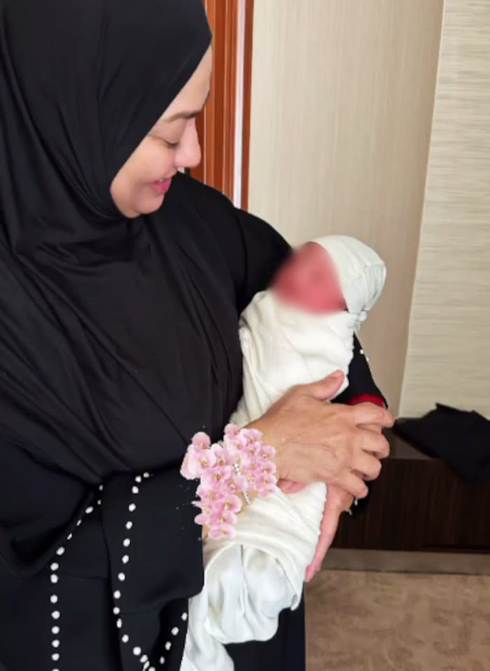 Neelofa's mum with her new grandson