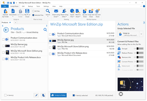 WinZip Microsoft Store Edition leverages the power of WinZip’s legendary compression, file management, and banking-level encryption capabilities.