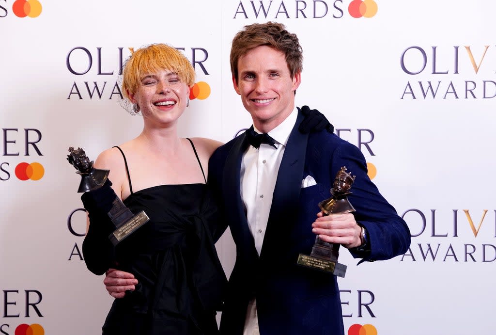 Jessie Buckley and Eddie Redmayne both won Olivier awards for their roles  (PA)