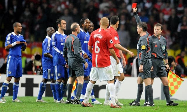 Didier Drogba was red-carded (Owen Humphreys/PA)