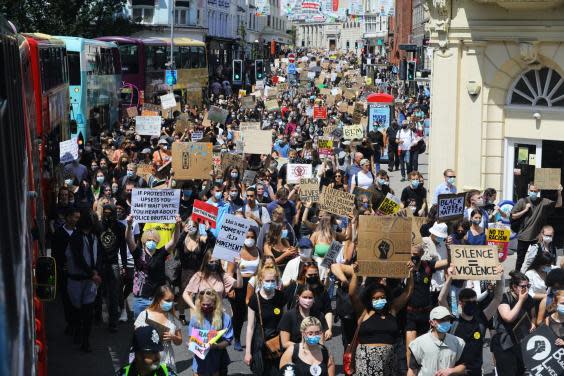 An estimated 5,000 people attended the protest (PA)