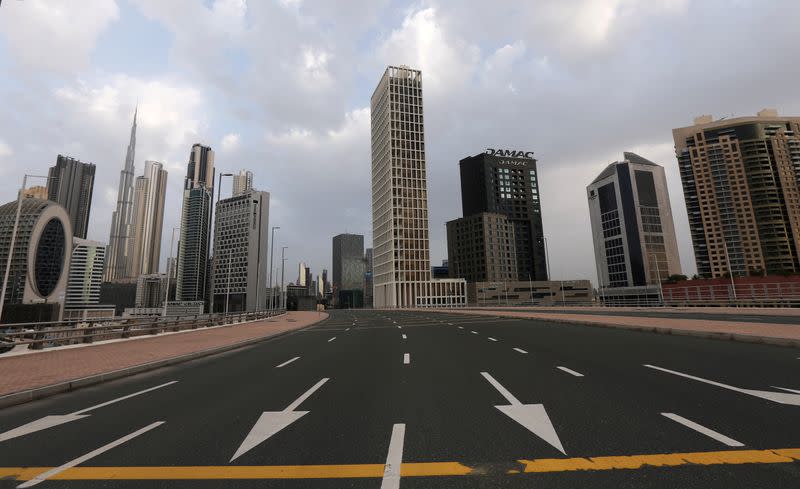 FILE PHOTO: General view of Business Bay area, after a curfew was imposed to prevent the spread of the coronavirus disease (COVID-19), in Dubai