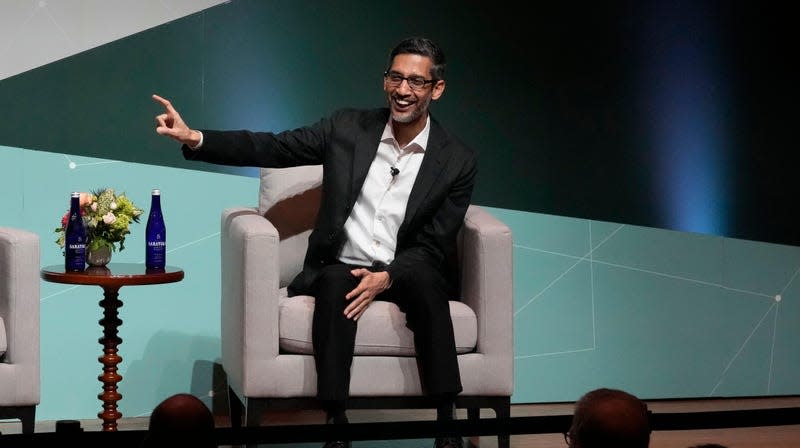 Google and Alphabet CEO Sundar Pichai speaks at Stanford University in Stanford, Calif., Wednesday, April 3, 2024. - Photo: Jeff Chiu (AP)