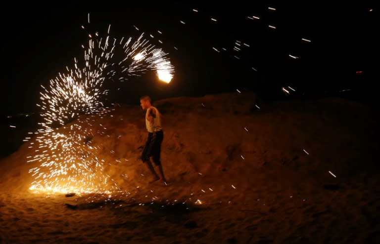 Organisers say the night protests aim to force the Jewish state to ease its crippling decade-long blockade of Gaza, but residents in nearby Israeli communities say their lives are being destroyed