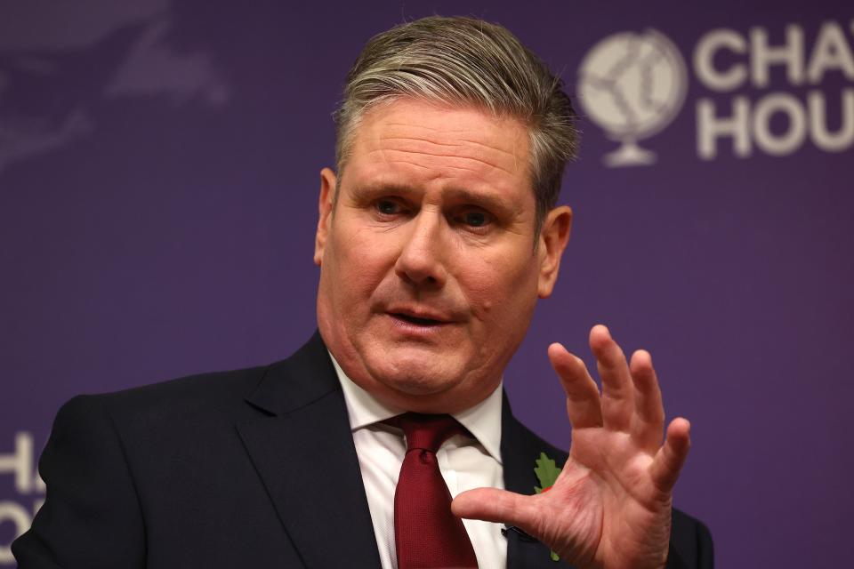 Labour Party leader Keir Starmer delivers his speech on Tuesday (Getty Images)