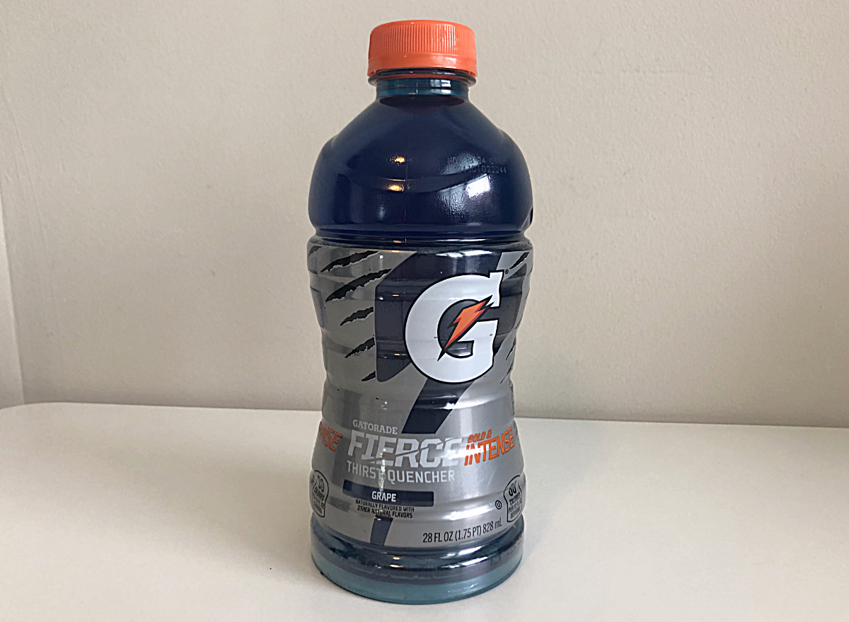 grape gatorade bottle. 