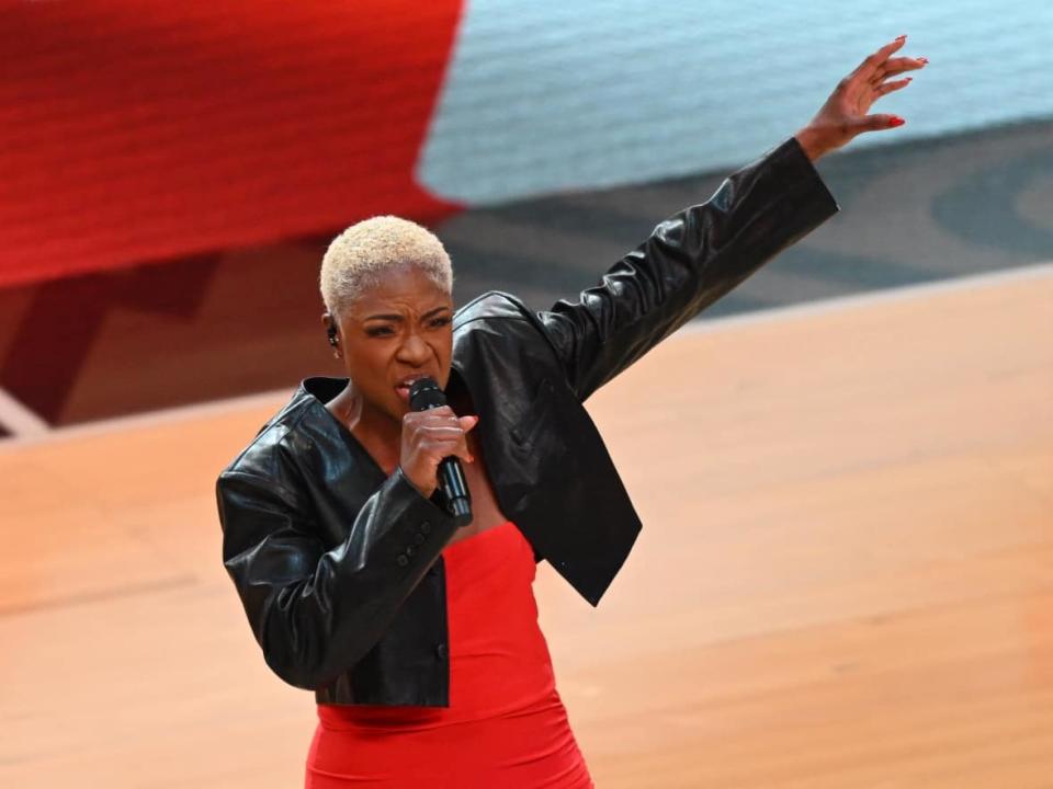 Jully Black performs O Canada at the NBA All-Star game in Salt Lake City, Utah, on Feb. 19. (Patrick T. Fallon/AFP via Getty Images - image credit)