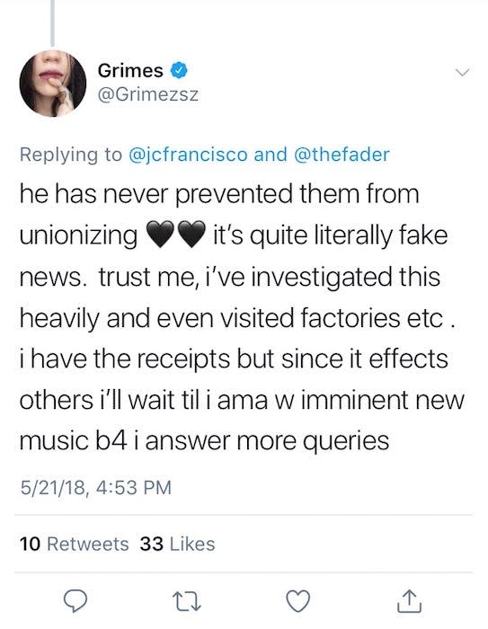 grimes tesla tweet