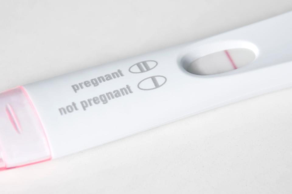 A close-up view of a pregnancy test.