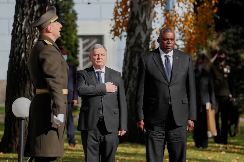 U.S. Defense Secretary Lloyd Austin meets with Ukrainian Defence Minister Andriy Taran in Kyiv