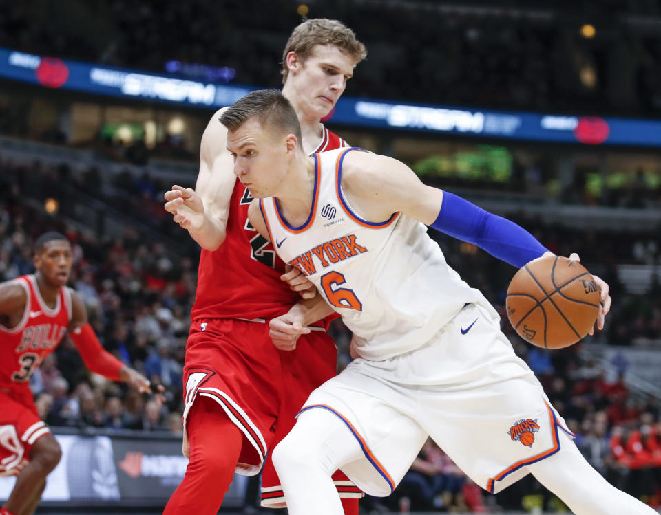 Kristaps Porzingis apparently has the green light from anywhere on the court. (AP)