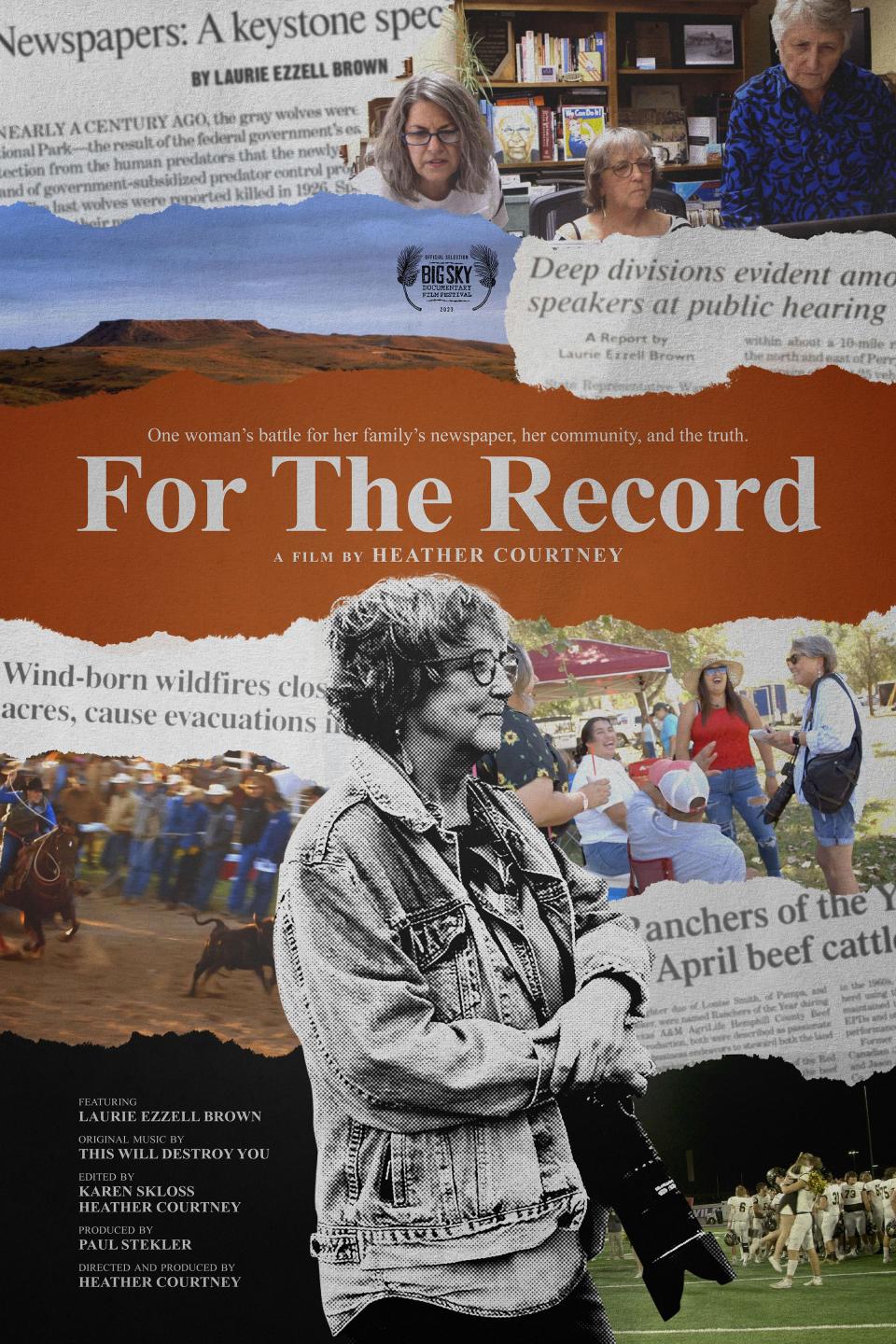 "For the Record," a documentary film about a vanishing rural newspaper in Texas, can be seen for free by the public on April 13. The producers are seeking wider distribution.