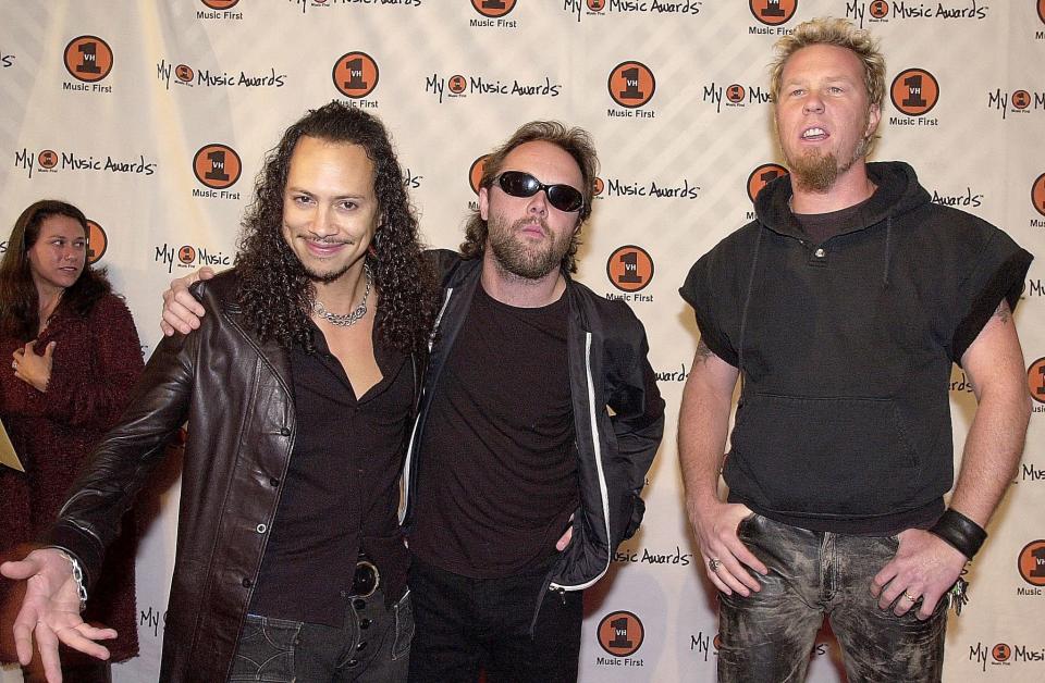 LOS ANGELES, UNITED STATES:  US heavy metal group Metallica arrives at the 'My VH1 Music Awards,' 30 November 2000, in Los Angeles.  AFP PHOTO/Lucy Nicholson (Photo credit should read LUCY NICHOLSON/AFP/Getty Images)