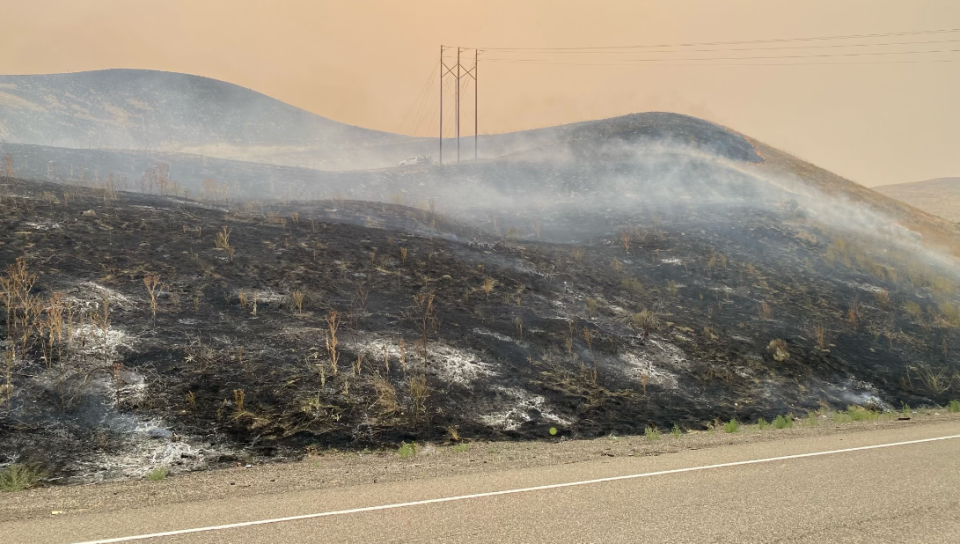 The Durkee Fire burning in eastern Oregon forced closure in both directions on Interstate 84 Tuesday.
