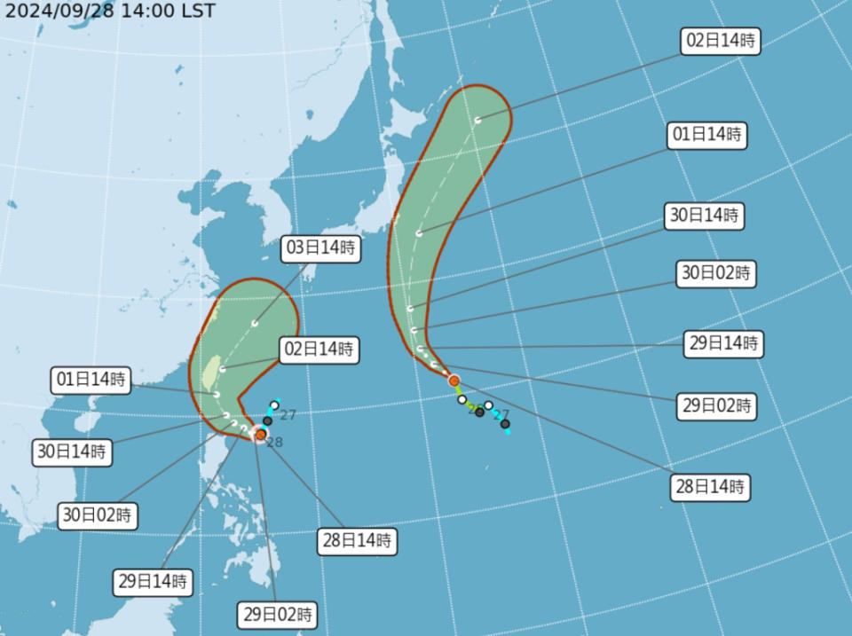 山陀兒目前時速僅4公里，非常緩慢。(圖／氣象署)