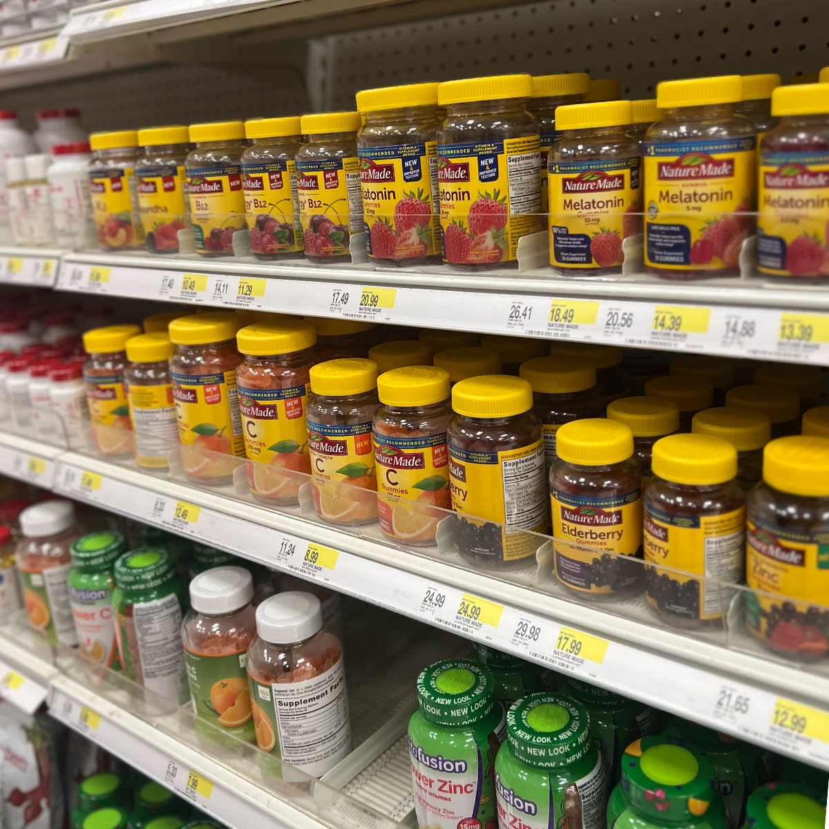 supplements on grocery shelf