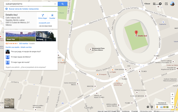 Google Maps se 'burla' de los equipos mexicanos Cruz Azul y Atlas