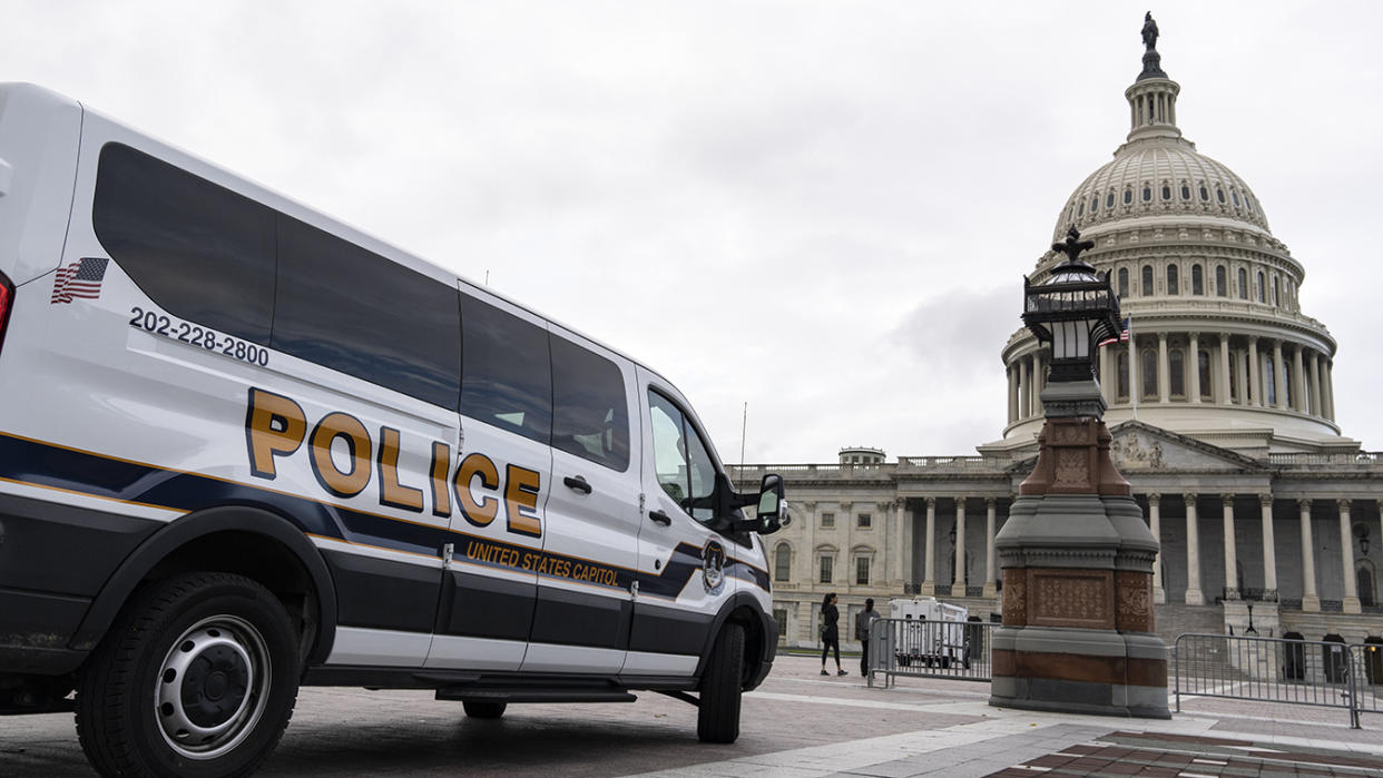 A U.S. Capitol Police vehicle in parked on the plaza of the U.S. Capitol on September 17, 2021 in Washington, DC. (Drew Angerer/Getty Images)