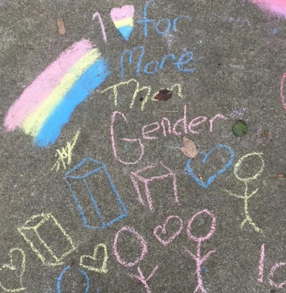 One of the sidewalk-chalk messages spread throughout Pikeville Pride in eastern Kentucky in fall 2019. Beck Banks, author, Author provided