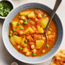 <p>This fast Indian-style curry comes together with ingredients you most likely have on hand, like frozen peas and canned tomatoes and chickpeas. Plus, using these spices shows how simple it is to make a curry sauce for an easy vegetarian recipe. Serve with whole-wheat naan to sop it all up. <a href="https://www.eatingwell.com/recipe/276347/chickpea-potato-curry/" rel="nofollow noopener" target="_blank" data-ylk="slk:View Recipe" class="link ">View Recipe</a></p>