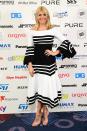 <p>Rocking this spring’s bell sleeve trend in low-key monochrome at the 2017 TRIC Awards [Photo: PA] </p>