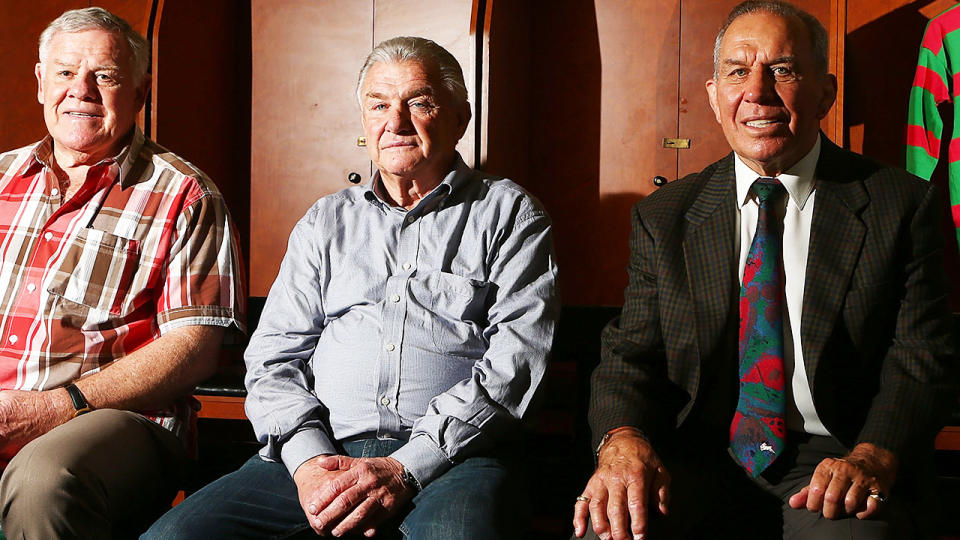 Bob McCarthy, George Piggins and John Sattler, pictured here at the SCG in 2014.