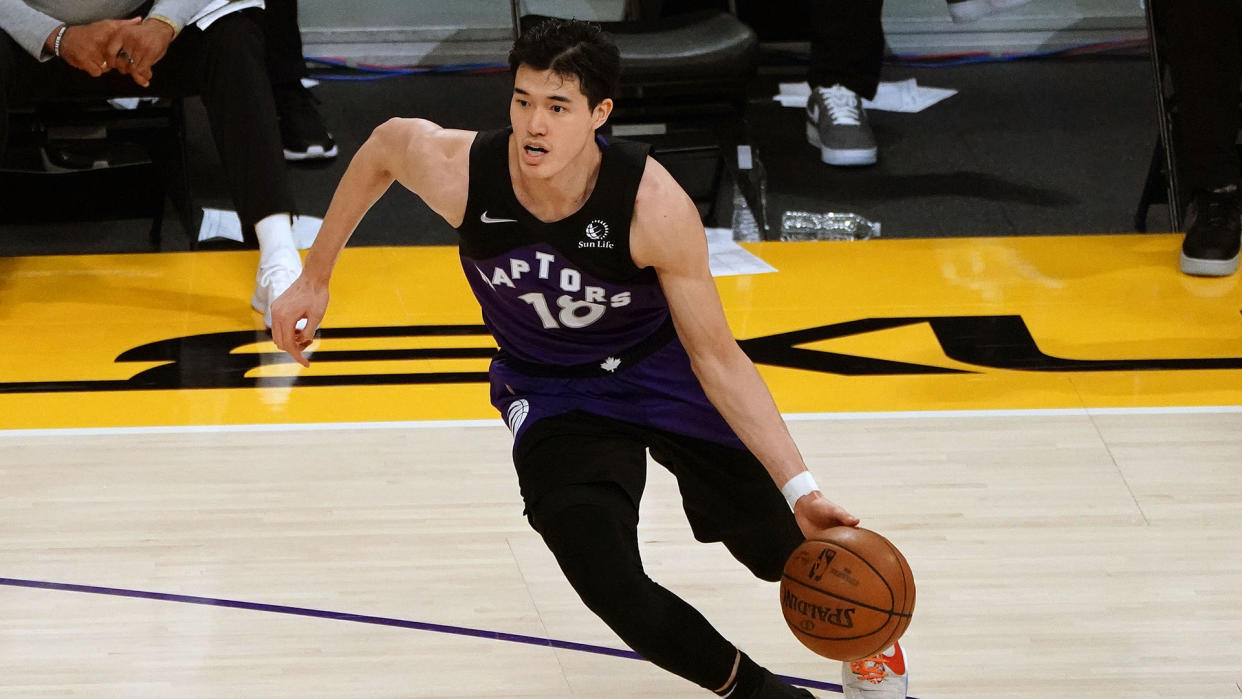 Toronto Raptors forward Yuta Watanabe (18) will be representing Team Japan at the Olympics. (Gary A. Vasquez-USA TODAY Sports)