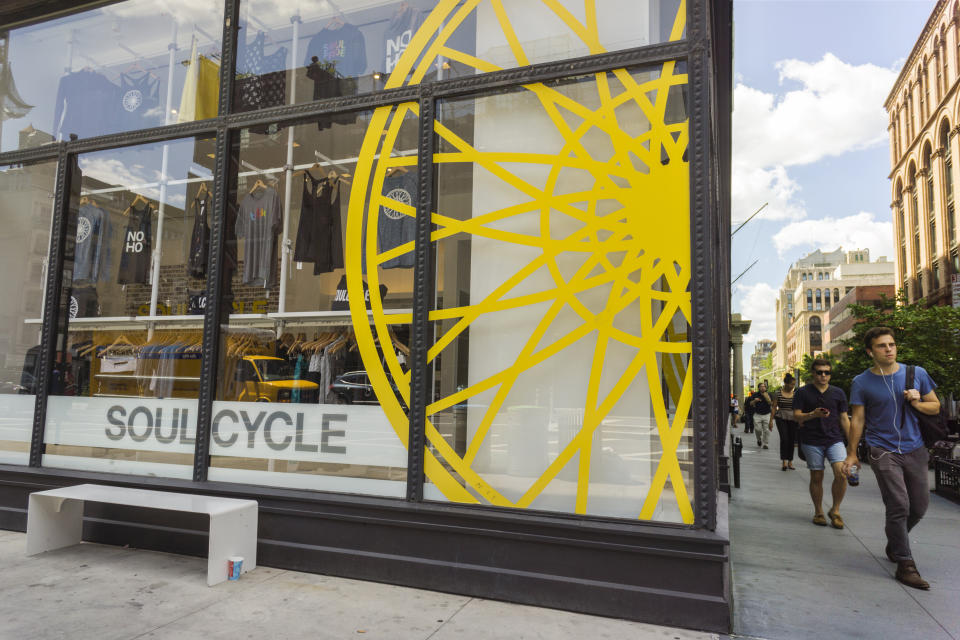 A branch of the widely popular SoulCycle exercise studio in the Noho neighborhood of New York on Friday, July 31, 2015. SoulCycle has withdrawn its IPO registration citing "market conditions". (Photo by Richard B. Levine)