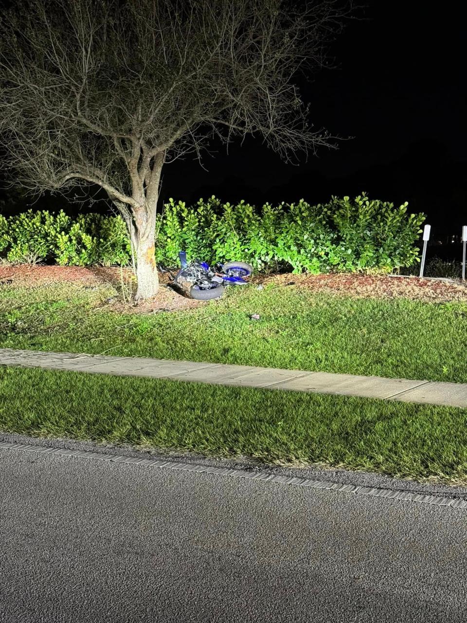 Port St. Lucie Police on Feb. 22, 2024, investigate a fatal motorcycle crash in the area of Southwest Rosser Boulevard and Southwest Paar Drive.