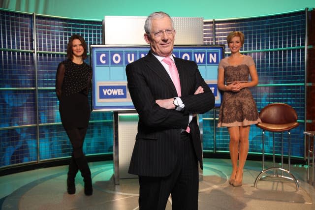 Countdown's former host Nick Hewer with Rachel Riley and words expert Susie Dent