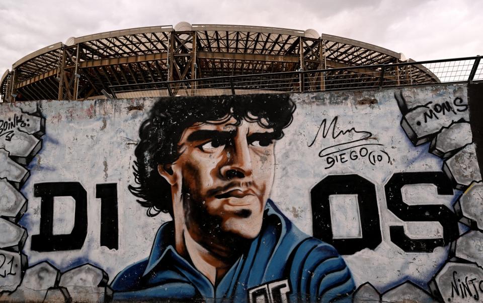 The Stadio Diego Armando Maradona - where murals of the Argentinian are plentiful - will host the Italy vs England match - Getty Images/Tullio Puglia 