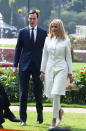 NEW DELHI, INDIA - FEBRUARY 25: Daughter and advisor to the US President Ivanka Trump and her husband and US White House Senior Advisor Jared Kushner arrive to attend the joint statement by US President Donald Trump and Prime Minister Narendra Modi, at Hyderabad House, on February 25, 2020 in New Delhi, India. (Photo by Mohd Zakir/Hindustan Times via Getty Images)