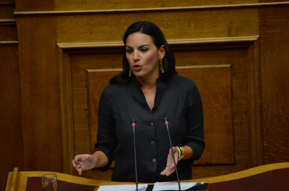 ATHENS, GREECE - 2016/07/19: MP with New Democracy Olga Kefalogianni talks at the Greek parliament.
Greek legislatotors discus on a first of a 3 day discussion about changes on the election law. (Photo by George Panagakis/Pacific Press/LightRocket via Getty Images)