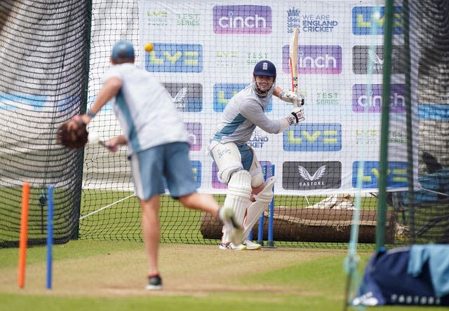 Alex Lees in the nets