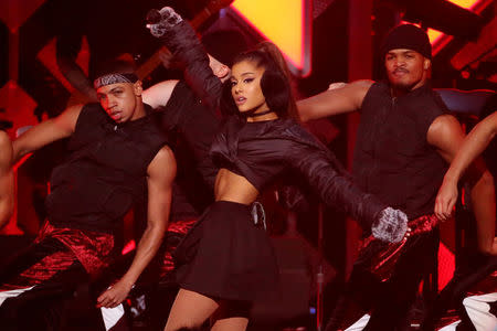 FILE PHOTO - Ariana Grande performs at Z100's Jingle Ball in Manhattan, New York, U.S., December 9, 2016. REUTERS/Andrew Kelly/Files