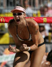 Kerri Walsh celebrates during the Women's Final match at the AVP Chicago Open on July 23, 2006 at North Avenue Beach in Chicago, Illinois.