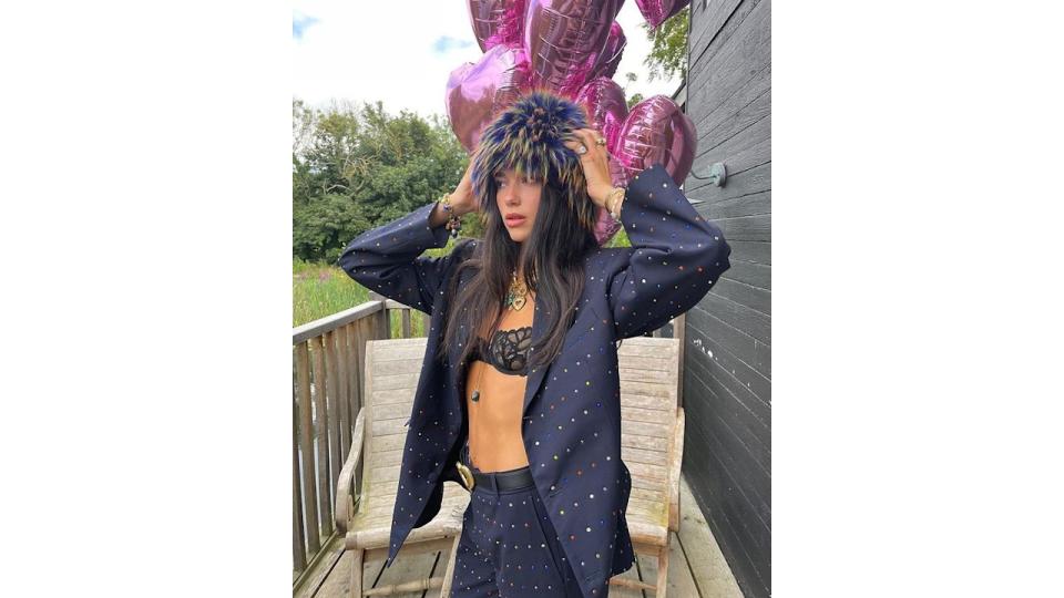 Dua's 26th birthday look crystal suit