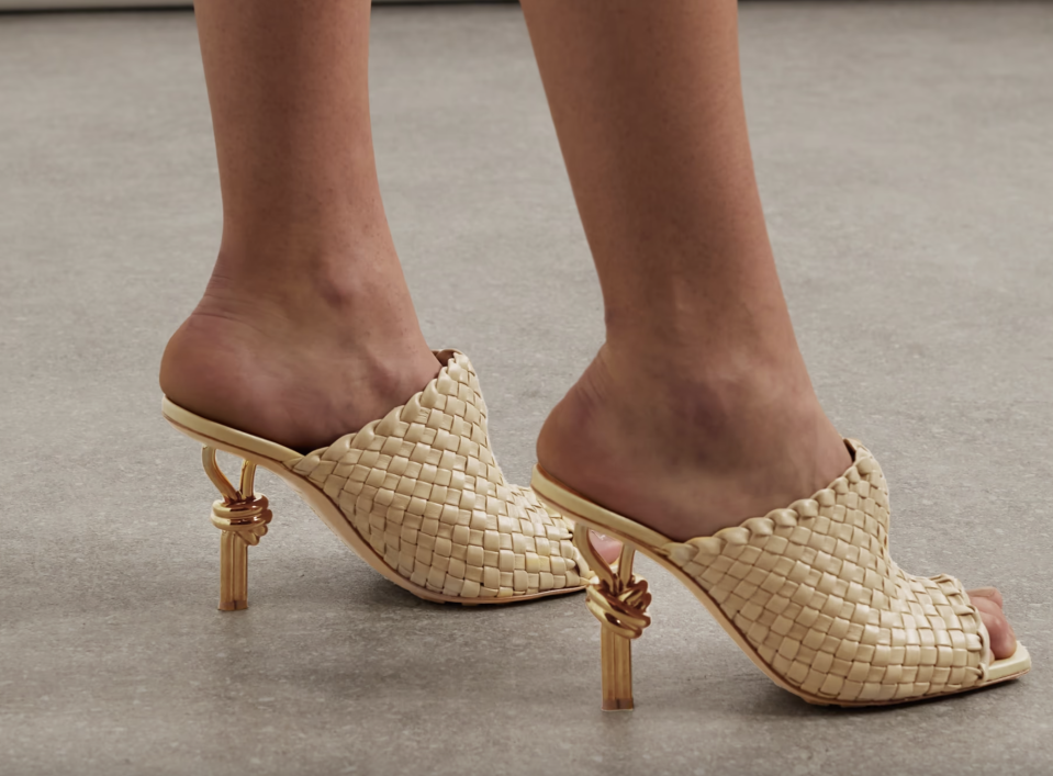 Bottega Veneta Knot embellished intrecciato leather mules. (PHOTO: Net-A-Porter)