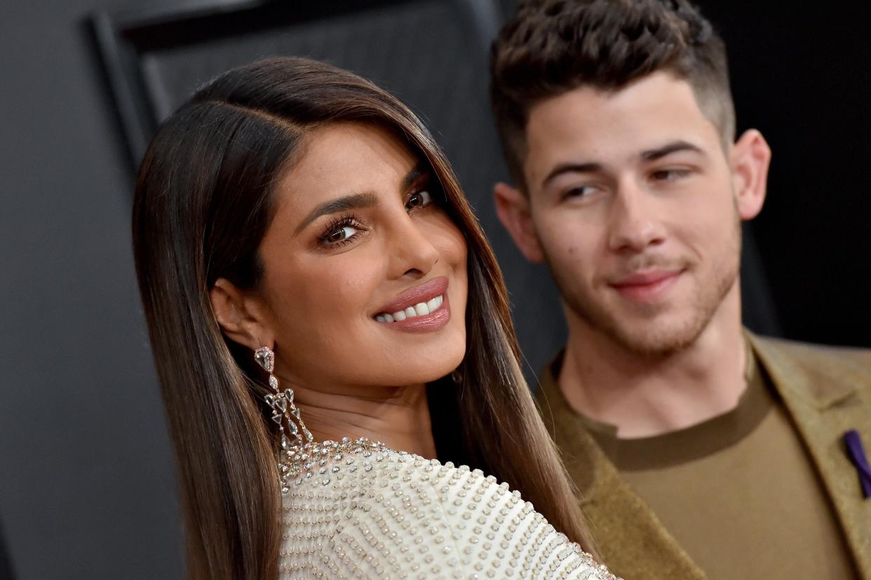 Chopra and husband Nick Jonas attend the 62nd Annual Grammy Awards in Los Angeles in January 2020. Chopra wrote in her memoir that she lost two of the roles she was previously cast in due to a botched nose surgery. (Photo: Axelle/Bauer-Griffin via Getty Images)