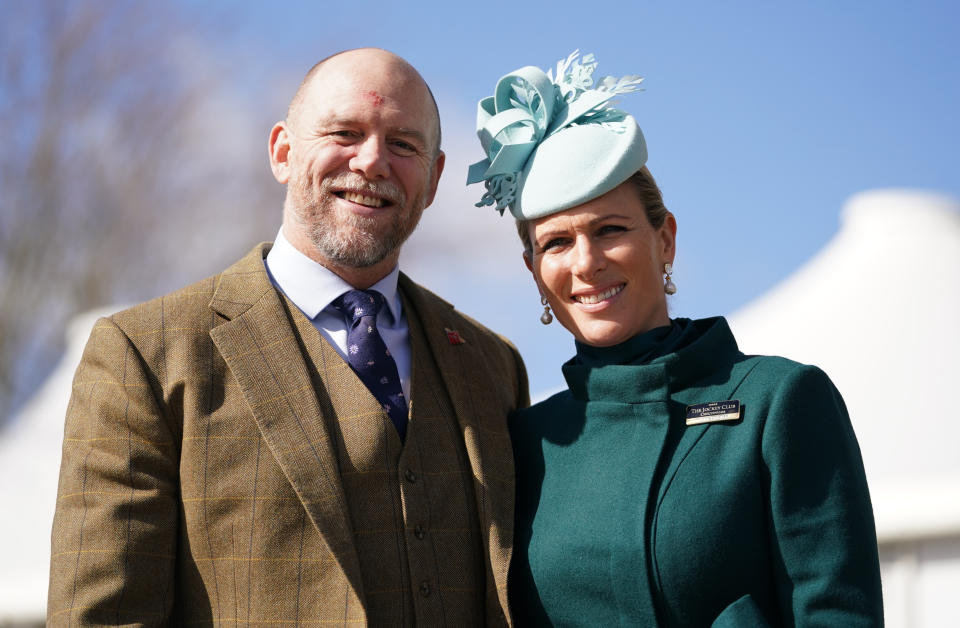 Mike Tindall and Zara Tindall arriving for day three of the Cheltenham Festival at Cheltenham Racecourse. Picture date: Thursday March 17, 2022.