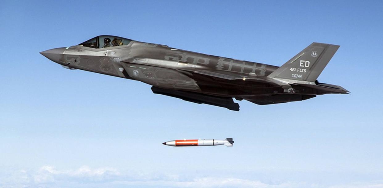 an f 35a test dropping an inert b61 12 nuclear bomb