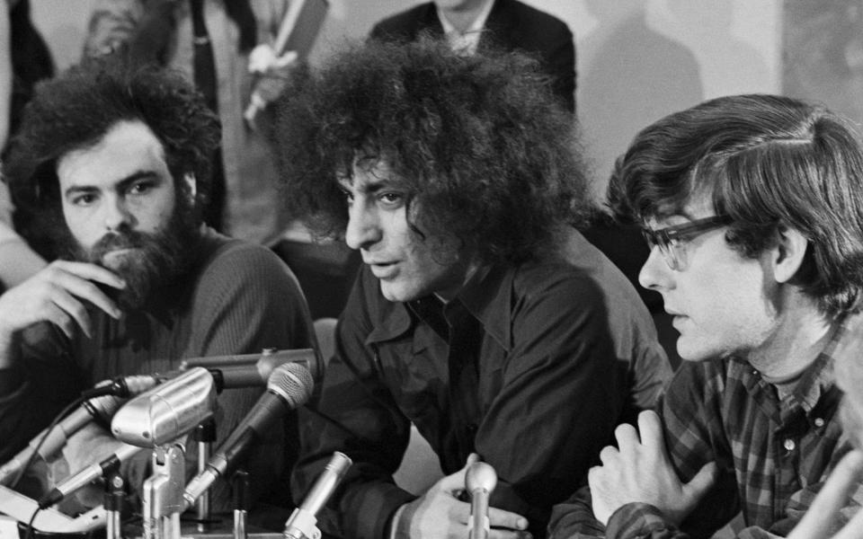 (L to R): Jerry Rubin; Abbie Hoffman and Rennie Davis, three of the Seven - Bettmann